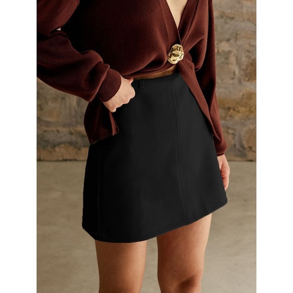 Commense Dresses & Skirts - Commense Essential Black‎ Mini Skirt with Belt Office Work A-Line Skater Skirt